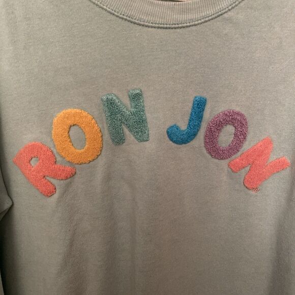 Ron Jon Surf Shop Womens S Sweatshirt Puff Letters Long Sleeve Green - Picture 1 of 10